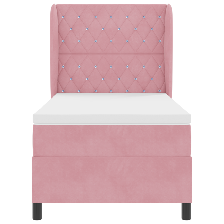 Boxspringbed met matrass fluweel roze 90x200 cm