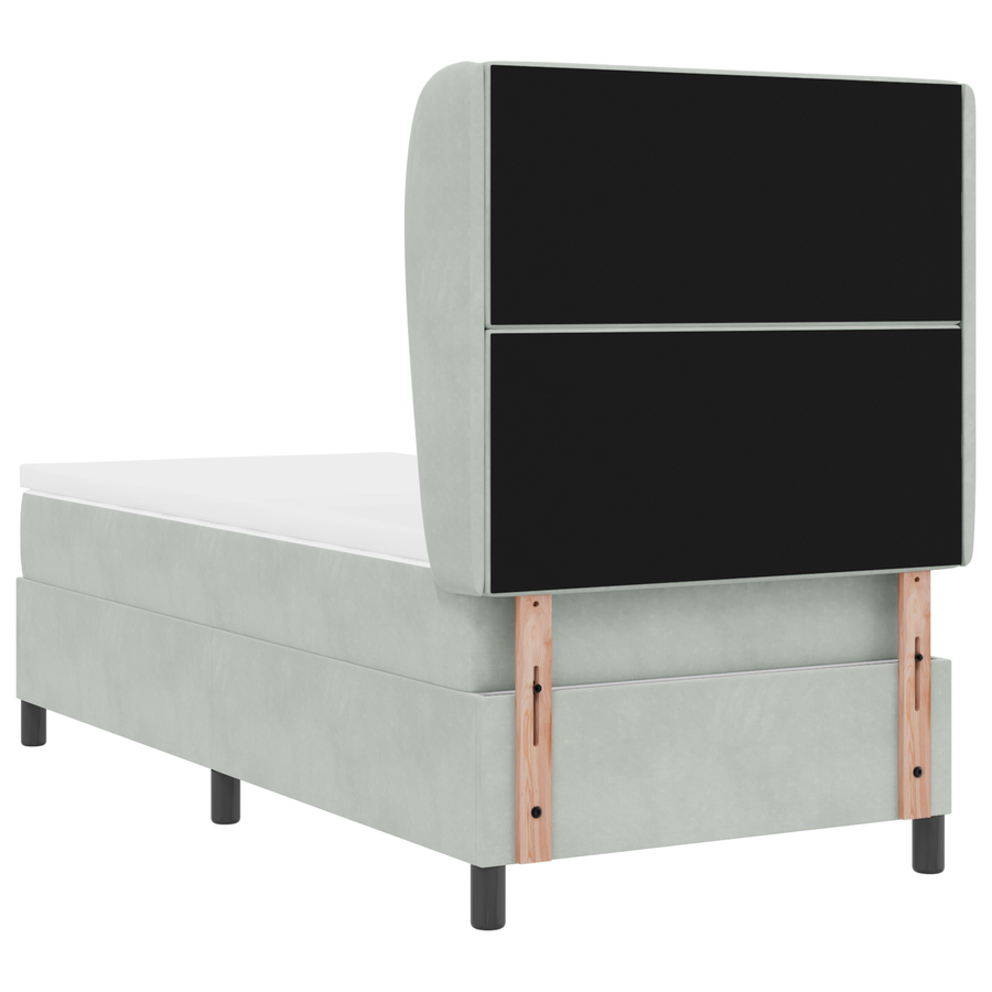 Boxspringbed met matras fluweel lichtgrijs 100x200 cm