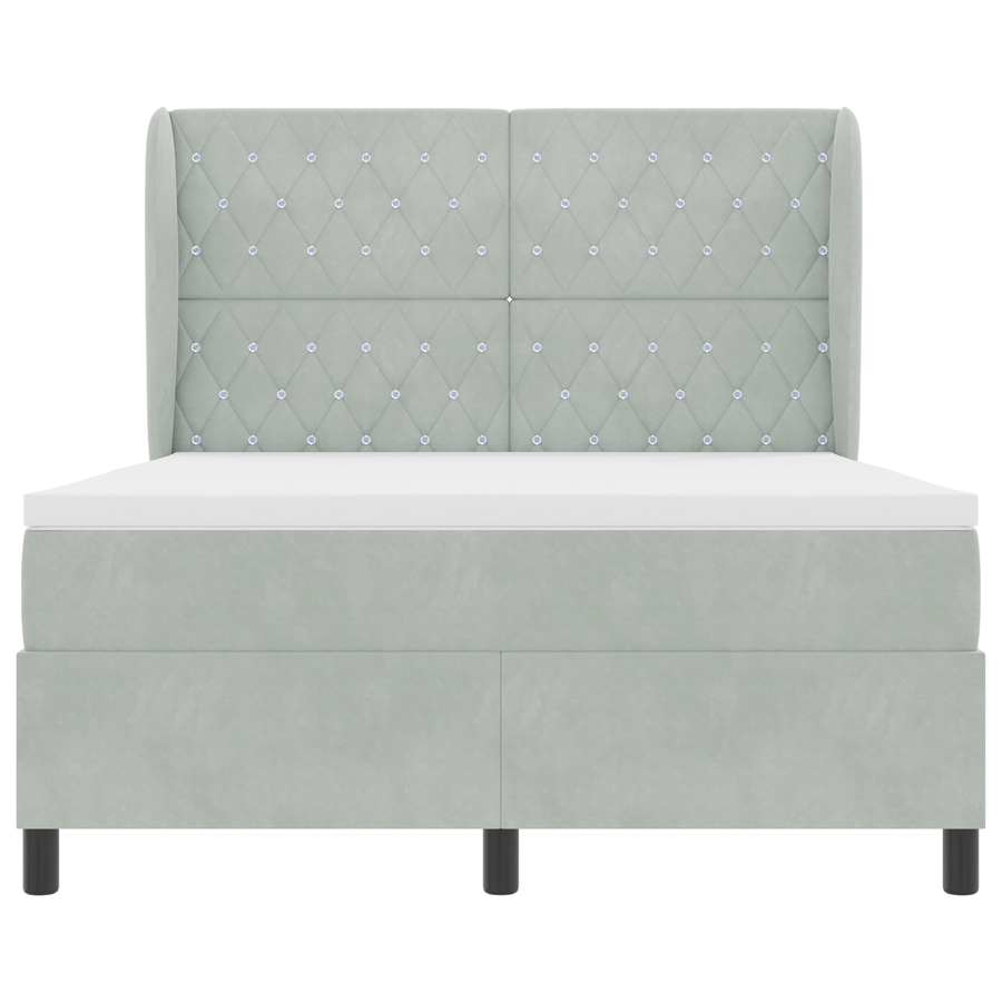 Boxspringbed met matras fluweel lichtgrijs 140x190 cm
