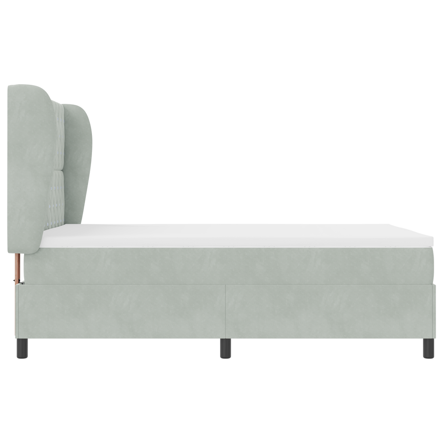 Boxspringbed met matras fluweel lichtgrijs 140x190 cm