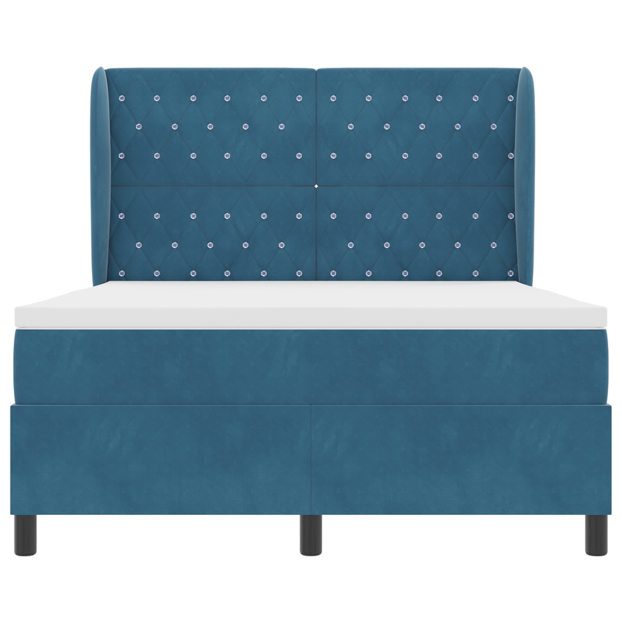 Boxspringbed met matras fluweel donkerblauw 140x190 cm