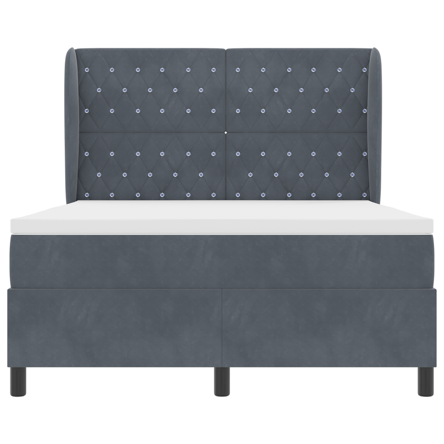Boxspringbed met matras fluweel donkergrijs 160x200 cm