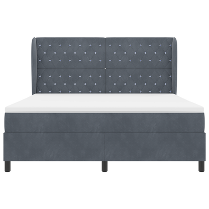 Boxspringbed met matras fluweel donkergrijs 180x200 cm