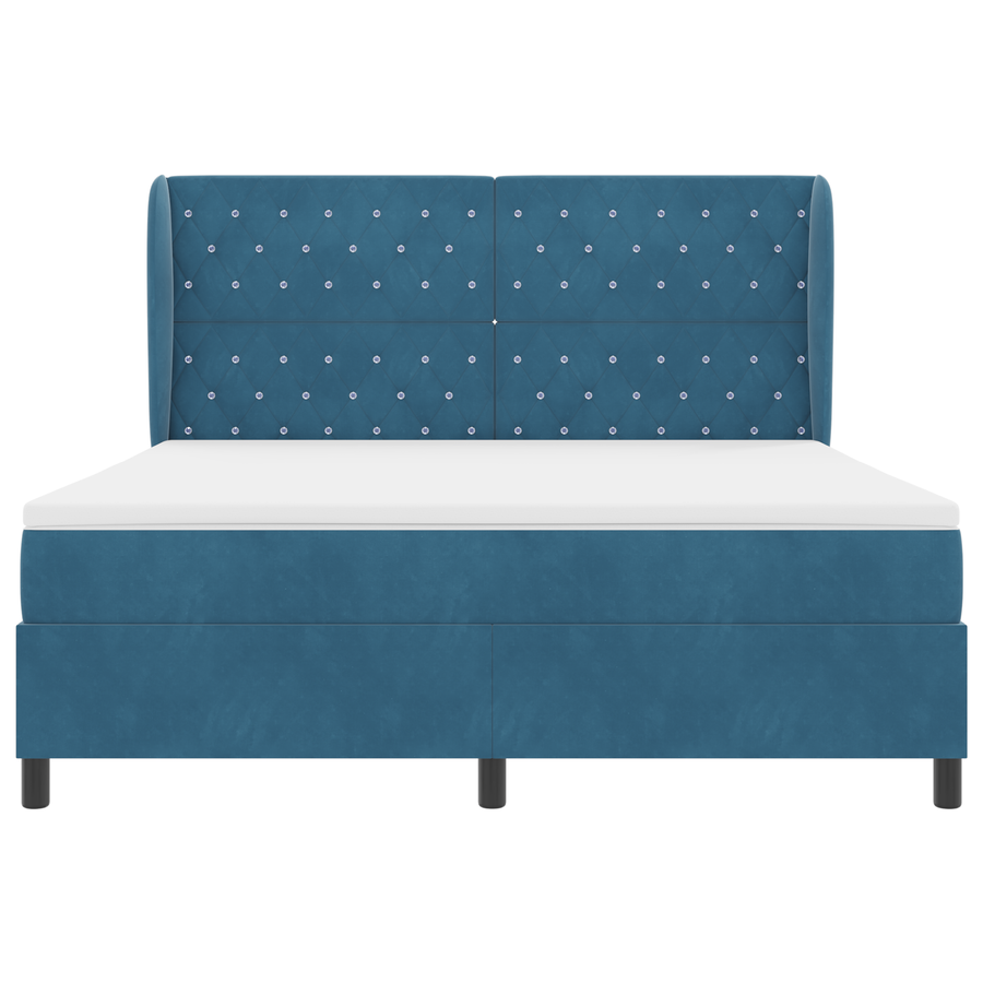 Boxspringbed met matras fluweel donkerblauw 180x200 cm