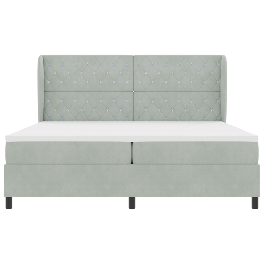 Boxspringbed met matras fluweel lichtgrijs 200x200 cm
