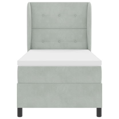Boxspringbed met matras fluweel lichtgrijs 90x190 cm