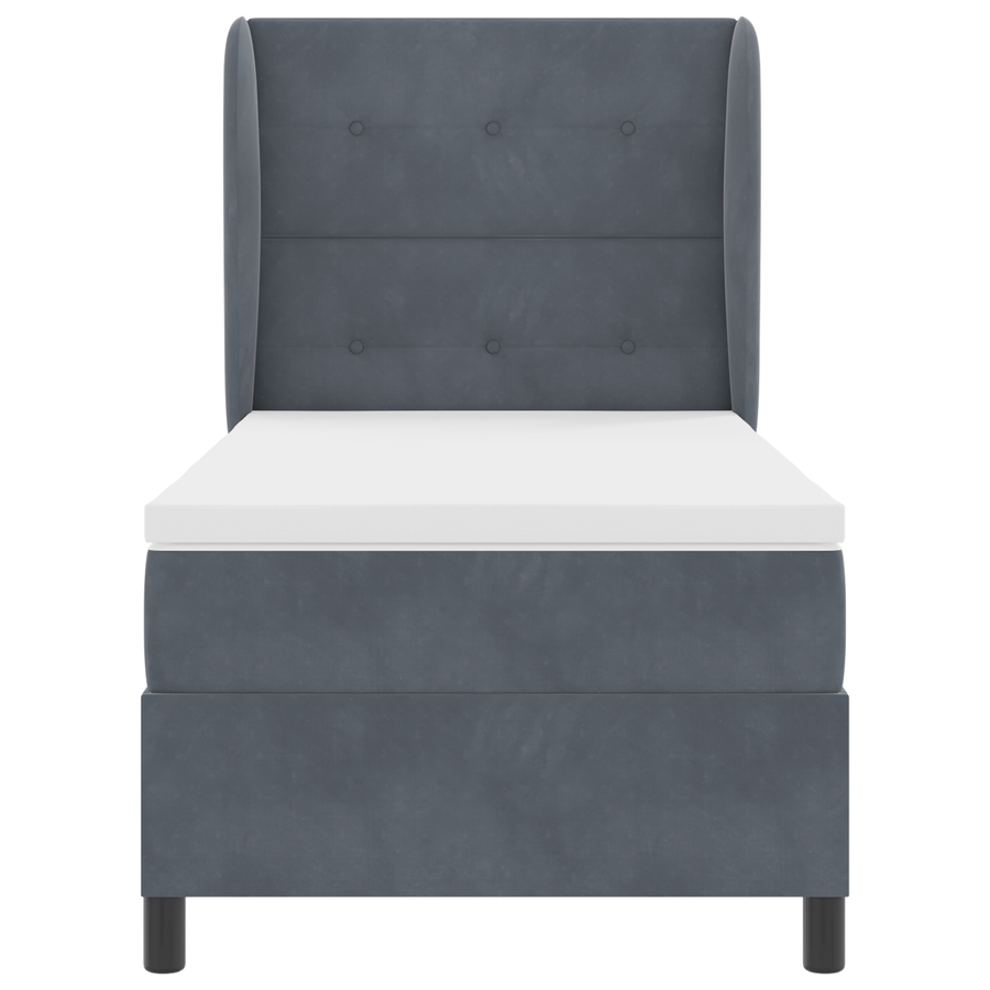 Boxspringbed met matras fluweel donkergrijs 90x190 cm