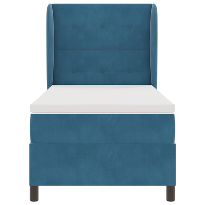 Boxspringbed met matras fluweel donkerblauw 90x190 cm