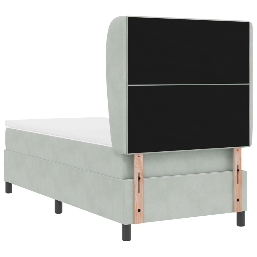 Boxspringbed met matras fluweel lichtgrijs 100x200 cm