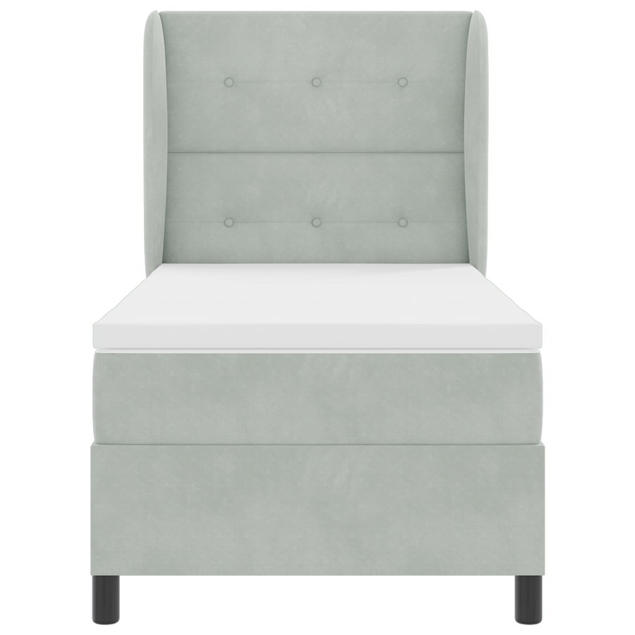 Boxspringbed met matras fluweel lichtgrijs 100x200 cm