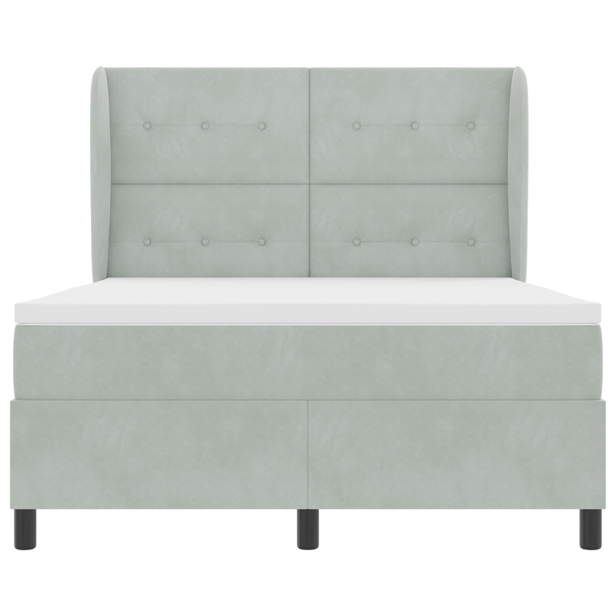 Boxspringbed met matras fluweel lichtgrijs 140x190 cm