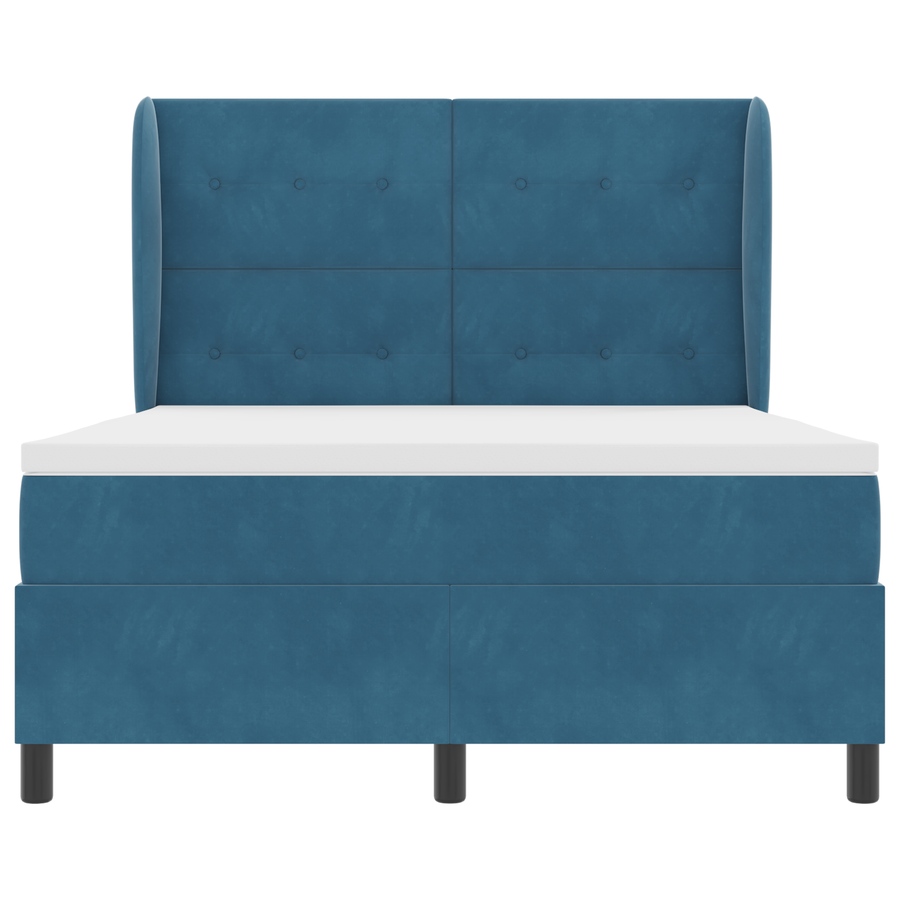 Boxspringbed met matras fluweel donkerblauw 140x190 cm