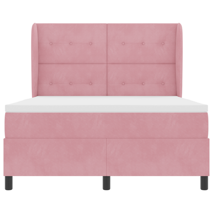 Boxspringbed met matras fluweel roze 140x200 cm
