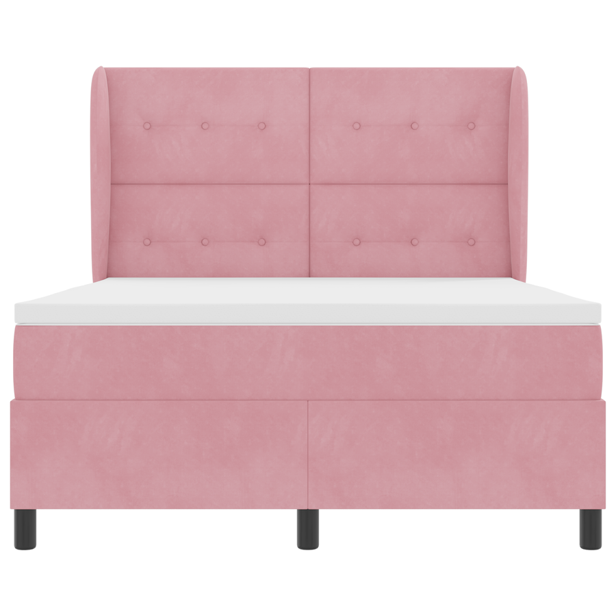 Boxspringbed met matras fluweel roze 160x200 cm