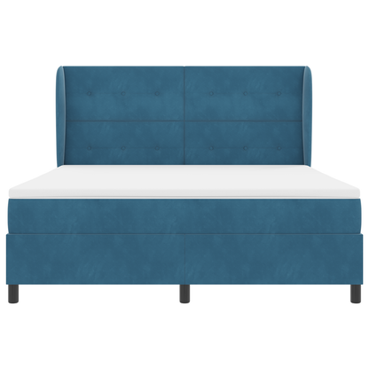 Boxspringbed met matras fluweel donkerblauw 180x200 cm