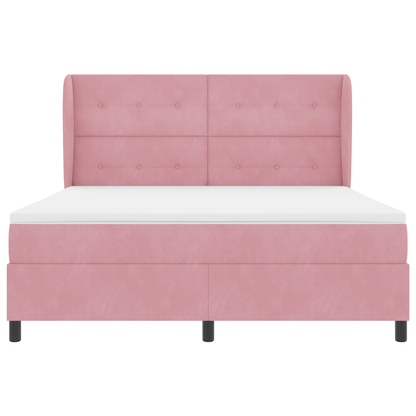 Boxspringbed met matras fluweel roze 180x200 cm