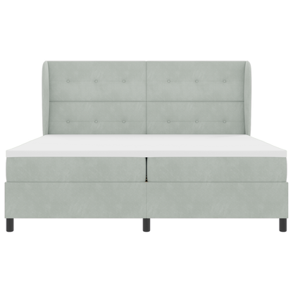 Boxspringbed met matras fluweel lichtgrijs 200x200 cm