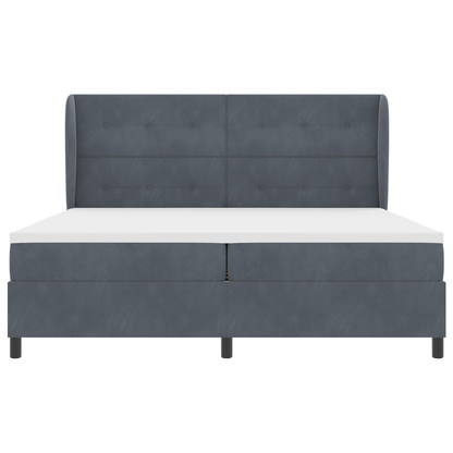 Boxspringbed met matras fluweel donkergrijs 200x200 cm