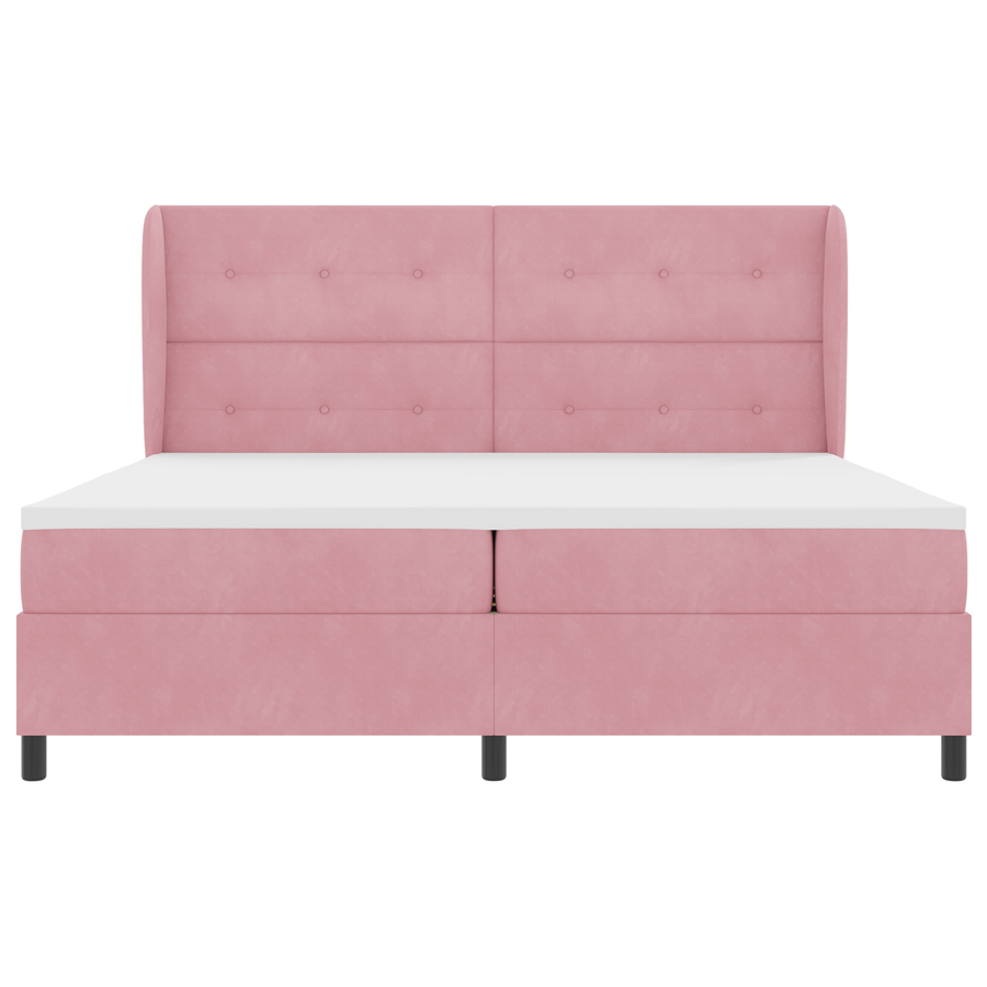 Boxspringbed met matras fluweel roze 200x200 cm