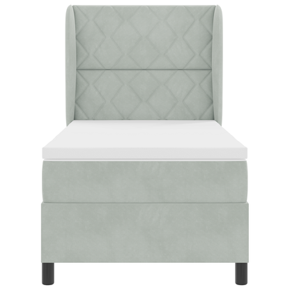 Boxspringbed met matras fluweel lichtgrijs 90x190 cm