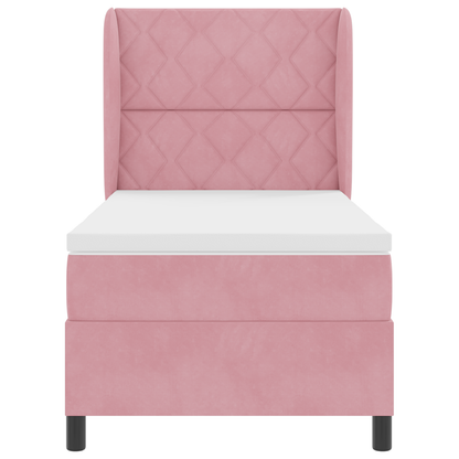 Boxspringbed met matras fluweel roze 90x190 cm