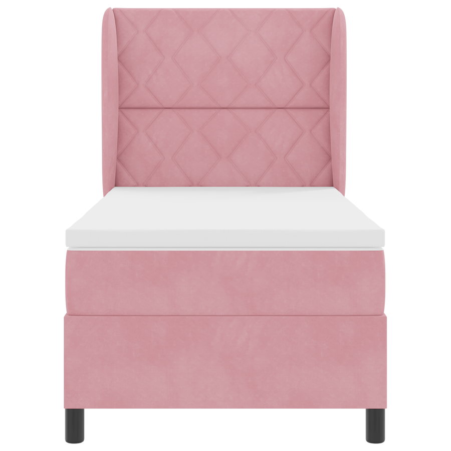 Boxspringbed met matras fluweel roze 90x190 cm