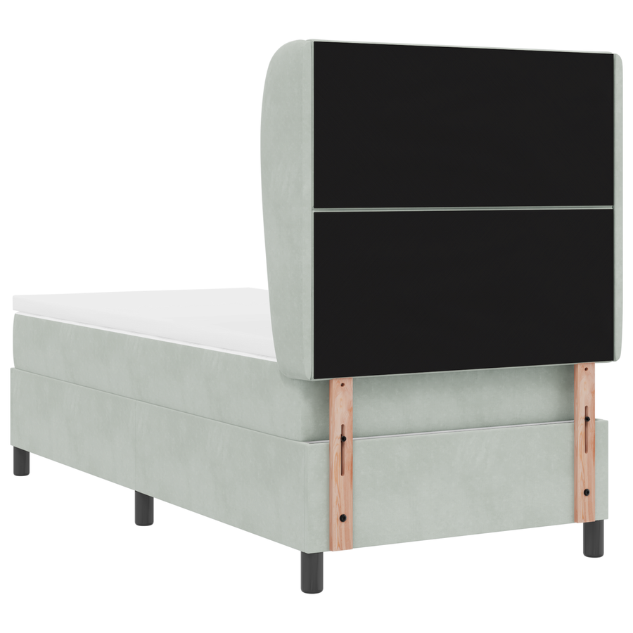 Boxspringbed met matras fluweel lichtgrijs 90x200 cm