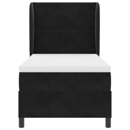 Boxspringbed met matras fluweel zwart 90x200 cm