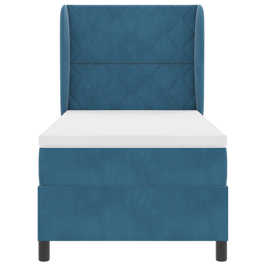 Boxspringbed met matras fluweel donkerblauw 90x200 cm