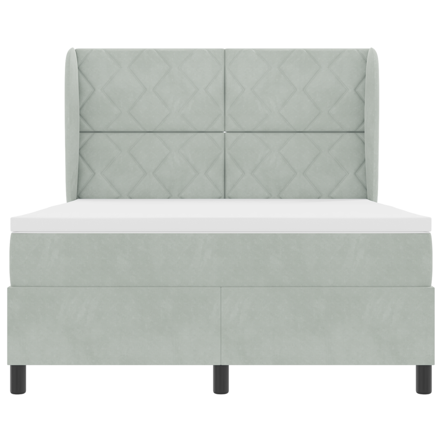 Boxspringbed met matras fluweel lichtgrijs 140x200 cm