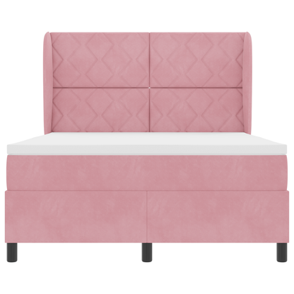 Boxspringbed met matras fluweel roze 160x200 cm