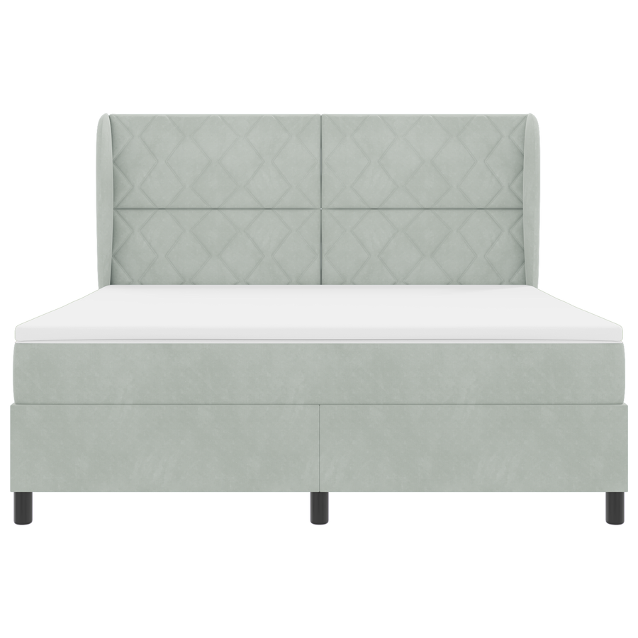 Boxspringbed met matras fluweel lichtgrijs 180x200 cm