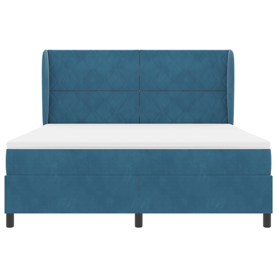 Boxspringbed met matras fluweel donkerblauw 180x200 cm