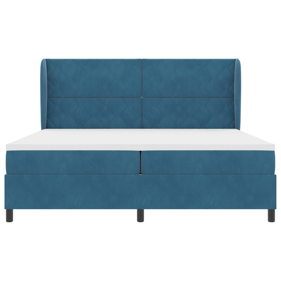 Boxspringbed met matras fluweel donkerblauw 200x200 cm
