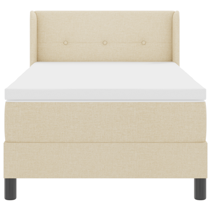 Boxspringbed met matras stof crèmekleurig 90x190 cm
