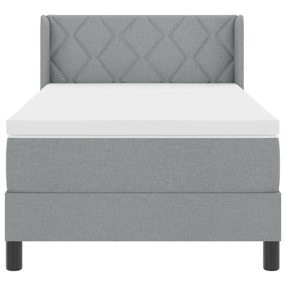 Boxspringbed met matras stof lichtgrijs 90x200 cm