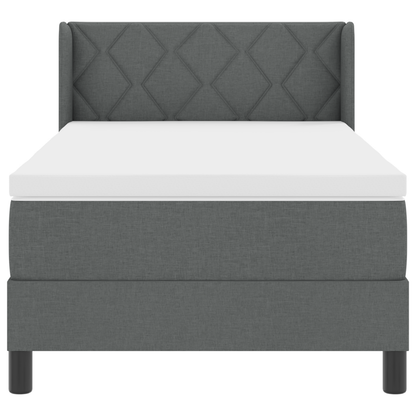 Boxspringbed met matras stof donkergrijs 90x200 cm