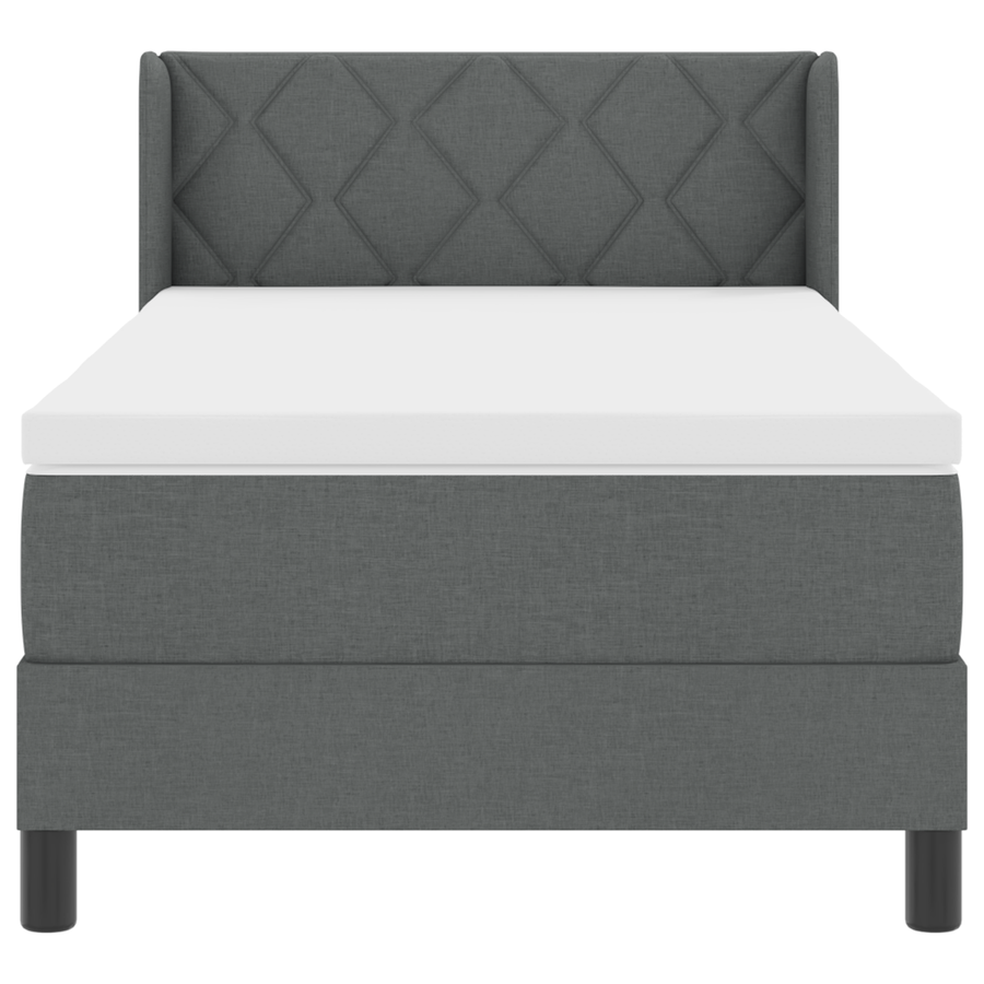 Boxspringbed met matras stof donkergrijs 90x200 cm