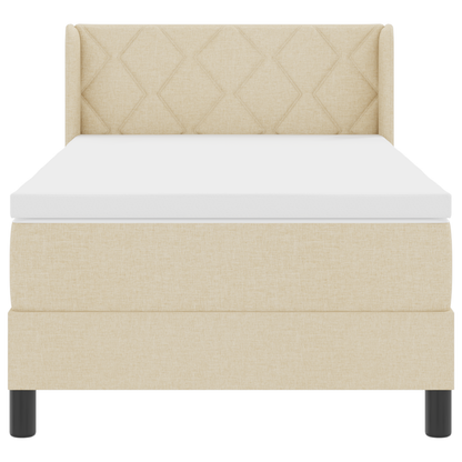 Boxspringbed met matras stof crèmekleurig 90x200 cm