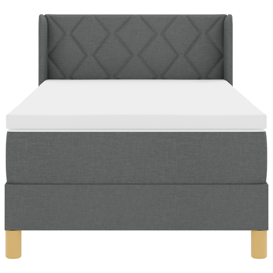 Boxspringbed met matras stof donkergrijs 90x190 cm