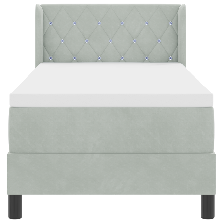 Boxspringbed met Matras Lichtgrijs 80x200 cm Fluweel