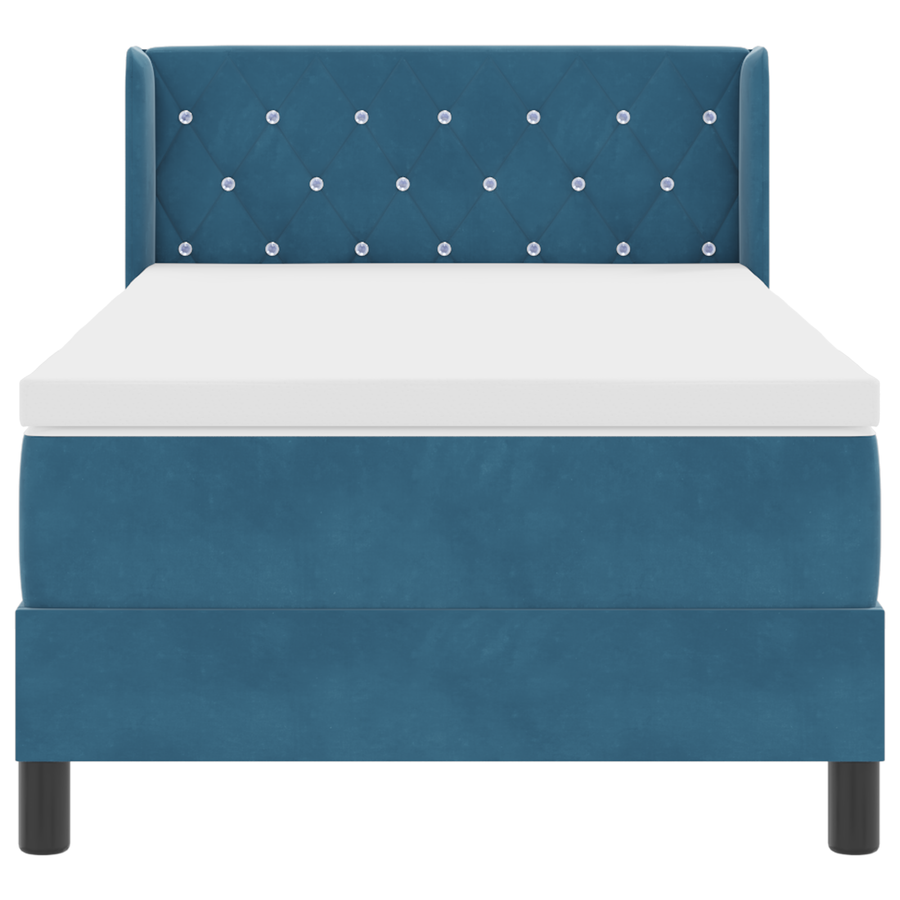 Boxspringbed met matras fluweel donkerblauw 90x190 cm
