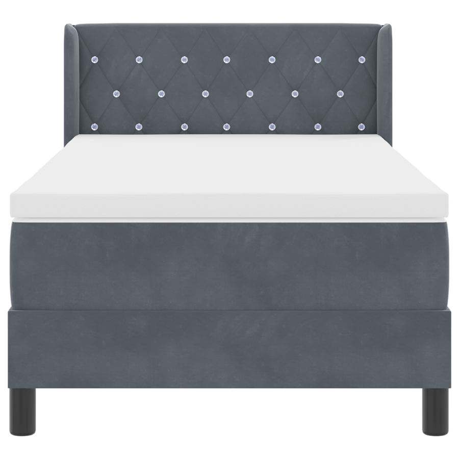 Boxspringbed met matras fluweel donkergrijs 90x200 cm