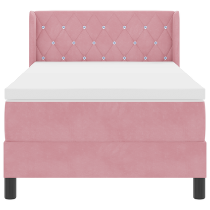 Boxspringbed met matras fluweel roze 90x200 cm