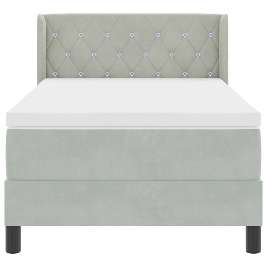 Boxspringbed met matras fluweel lichtgrijs 100x200 cm