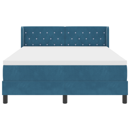 Boxspringbed met matras fluweel donkerblauw 140x190 cm