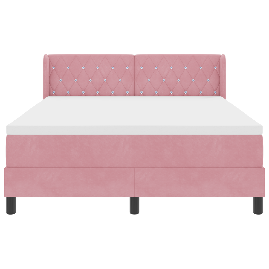 Boxspringbed met matras fluweel roze 140x200 cm