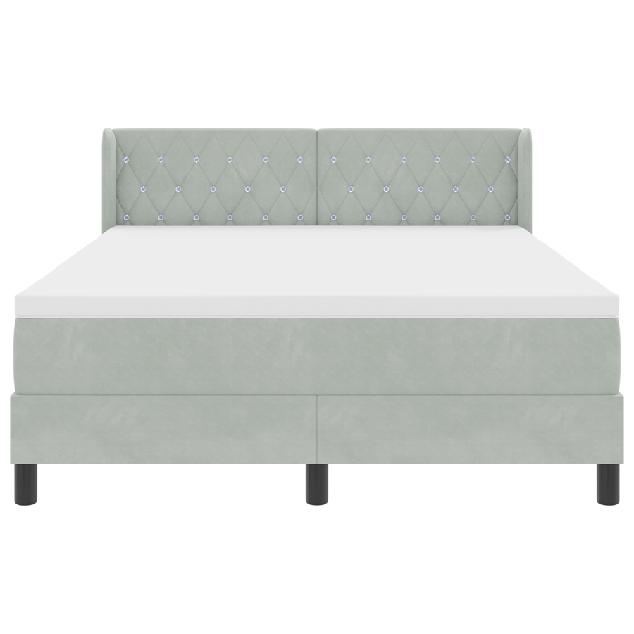 Boxspringbed met matras fluweel lichtgrijs 160x200 cm