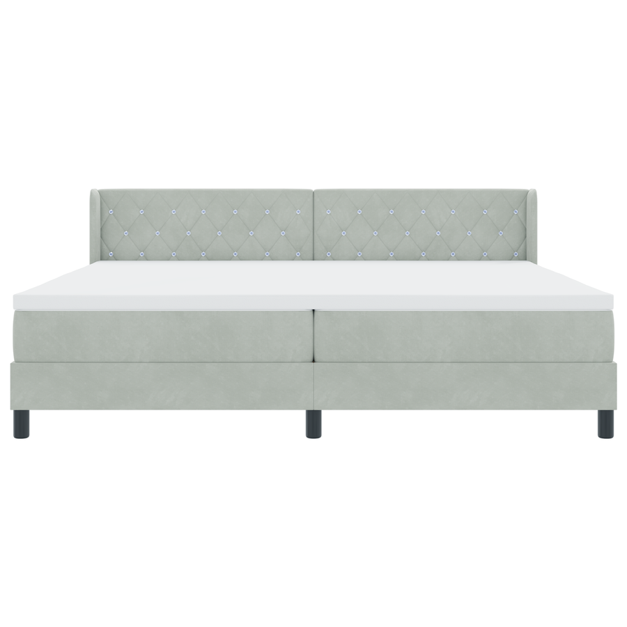 Boxspringbed met matras fluweel lichtgrijs 200x200 cm