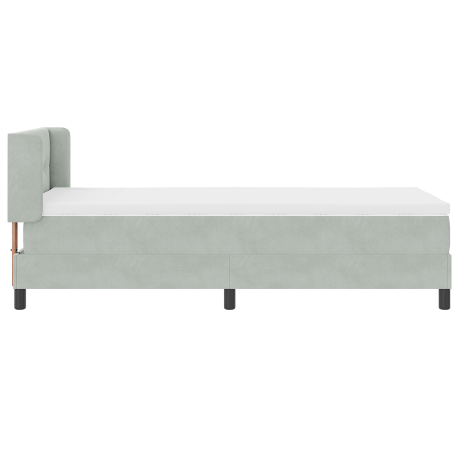 Boxspringbed met matras fluweel lichtgrijs 90x200 cm